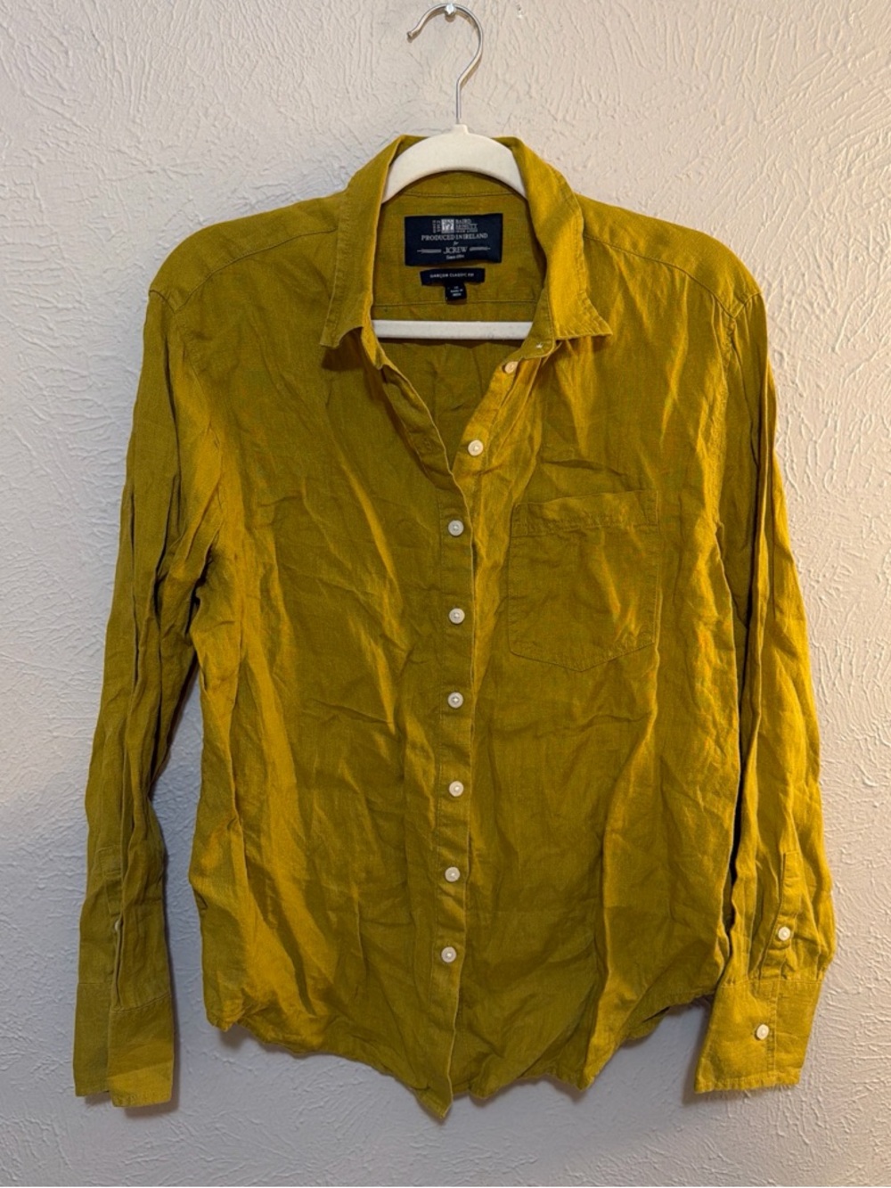 J. Crew Mustard Yellow Linen Button-Down